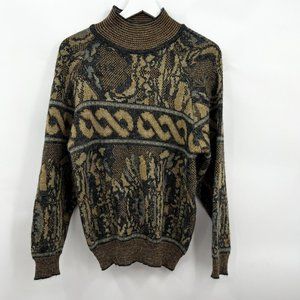 Vintage Partners by Mervyns Mock Neck Abstract Pullover Sweater Size Medium